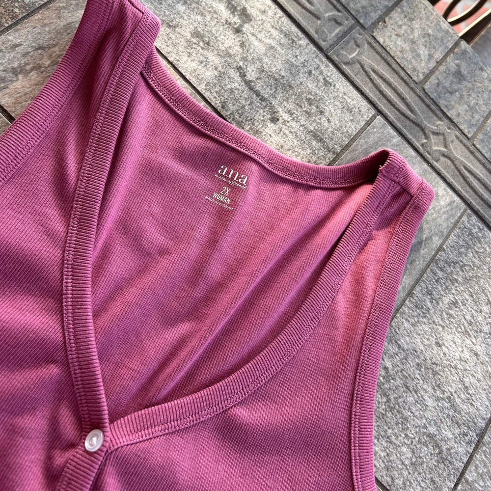 NWT A New Approach Ribbed Henley Tank - Picture 4 of 6